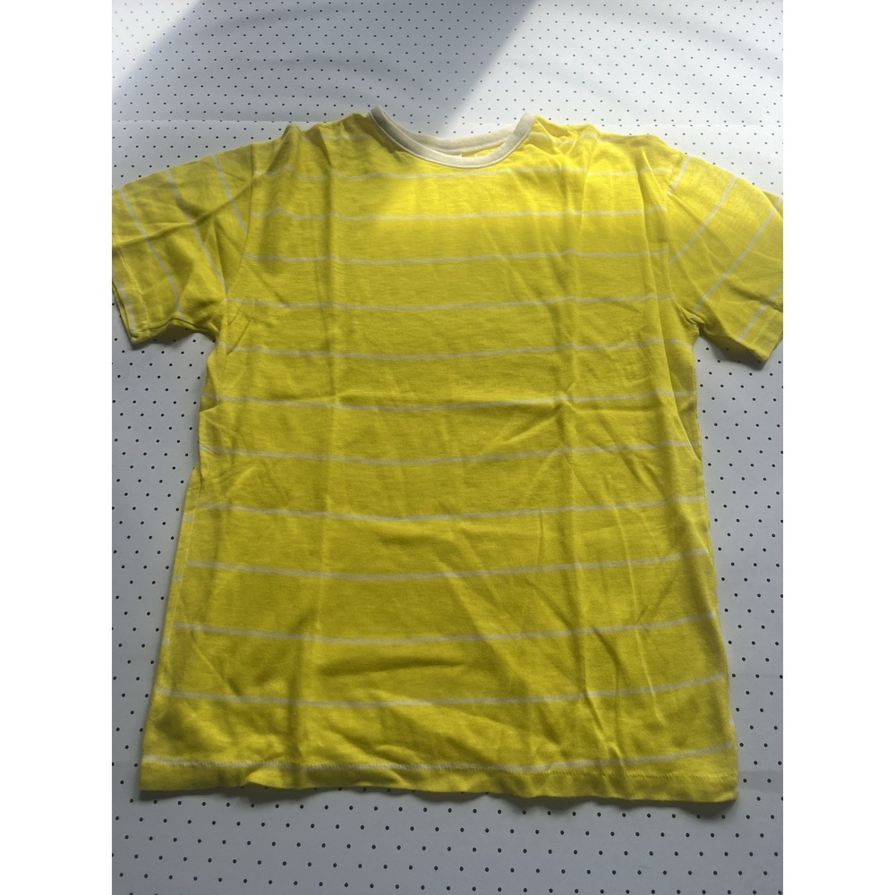 Vintage Bright Yellow Stripe Tee USA Made‎ Retro Minimal Top